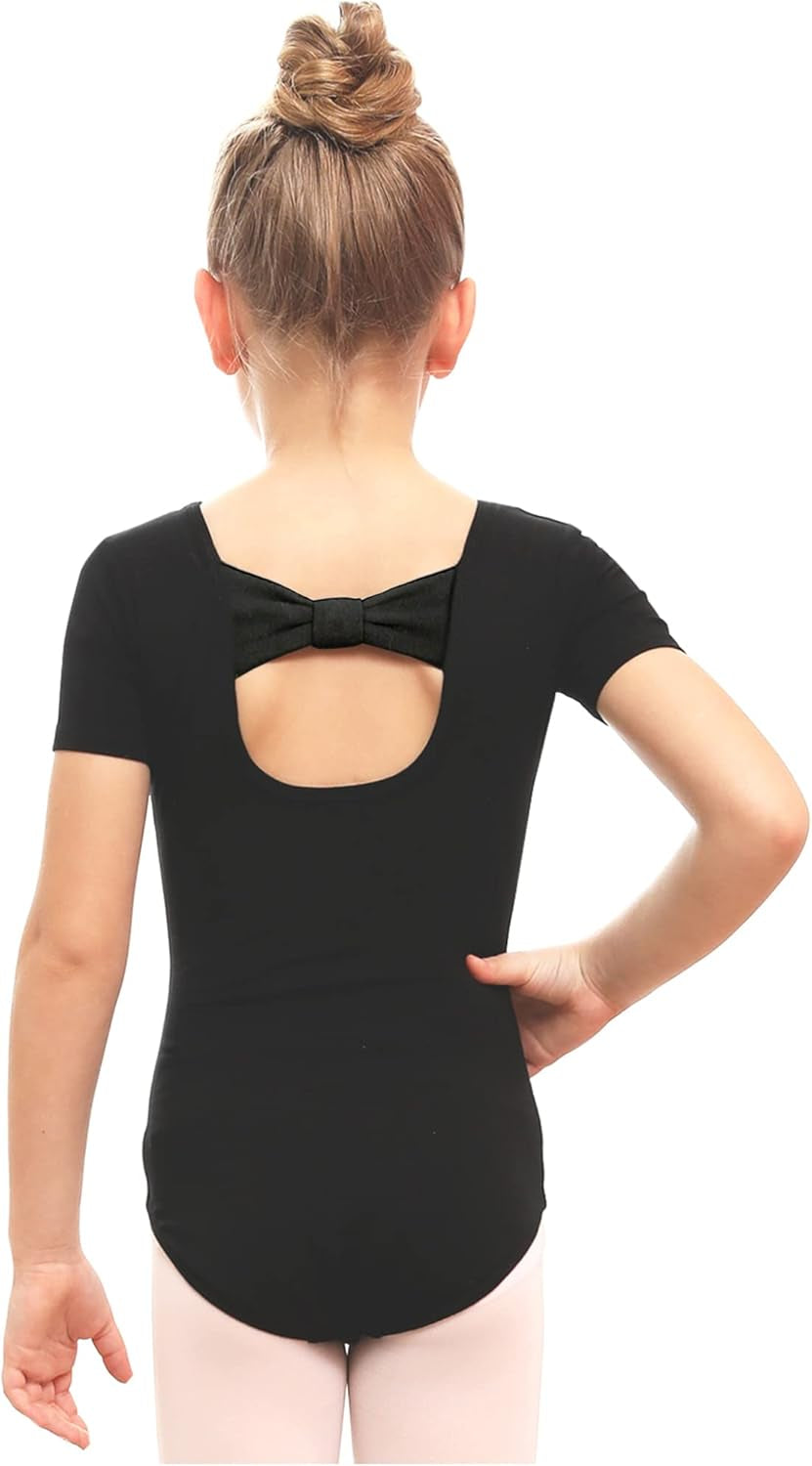 Ballet Leotards for Girls Black Dance Leotard Gymnastics Ballet Outfits with Bow Back (Toddler/Little/Big Kids)