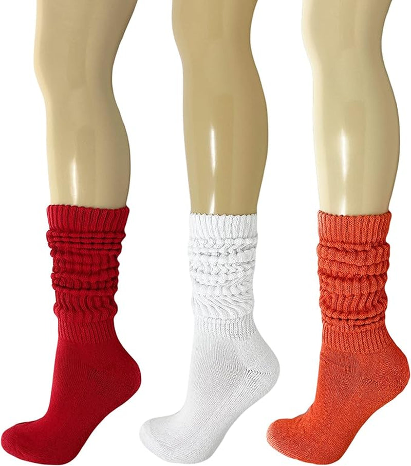 Women'S Extra Heavy Cotton Slouch Socks – 3 Pairs, Size 5-10 | Thick, Cushioned & Colorful