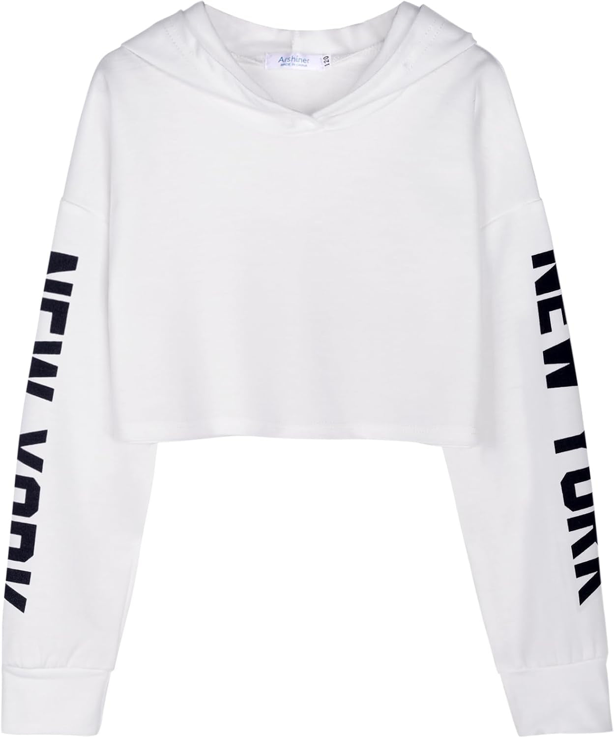 Crop Hoodies for Kids Girls Letter Prints Sweatshirts Pullover with Hood White & Letter 9-10 Years