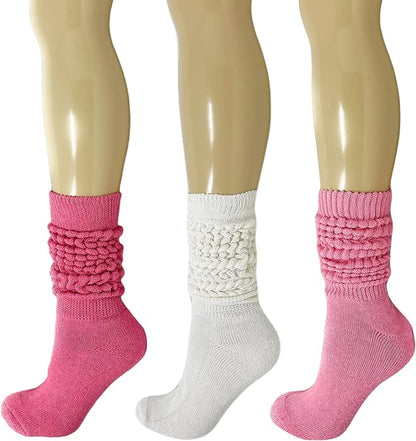 Women'S Extra Heavy Cotton Slouch Socks – 3 Pairs, Size 5-10 | Thick, Cushioned & Colorful