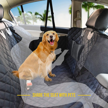 Dog Seat Cover for Back Seat, 100% Waterproof with Mesh Window, Scratch Prevent Anti-Slip Dog Car Hammock, Standard