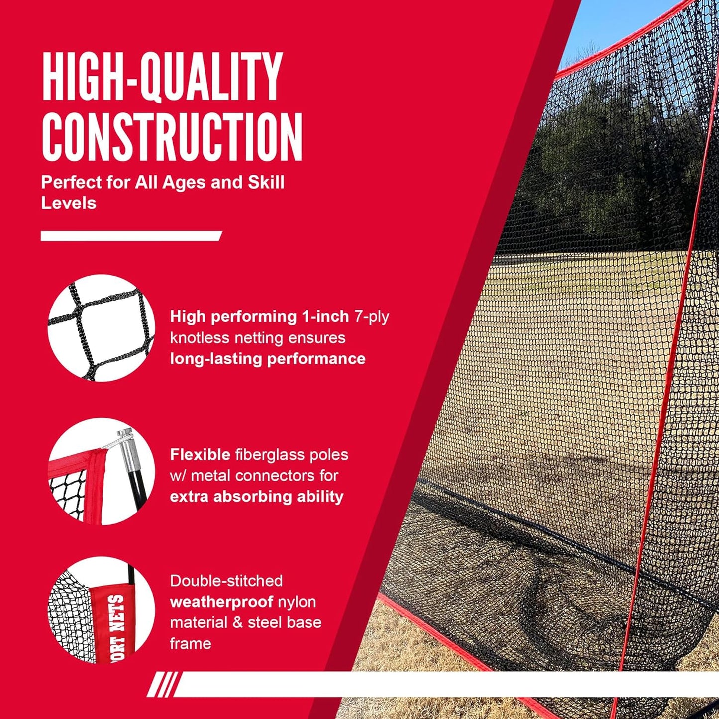 Heavy Duty Golf Net 10X7 Feet Hitting Area - Backyard Driving or Indoor Garage Practice - Perfect Equipment for Any Golfer