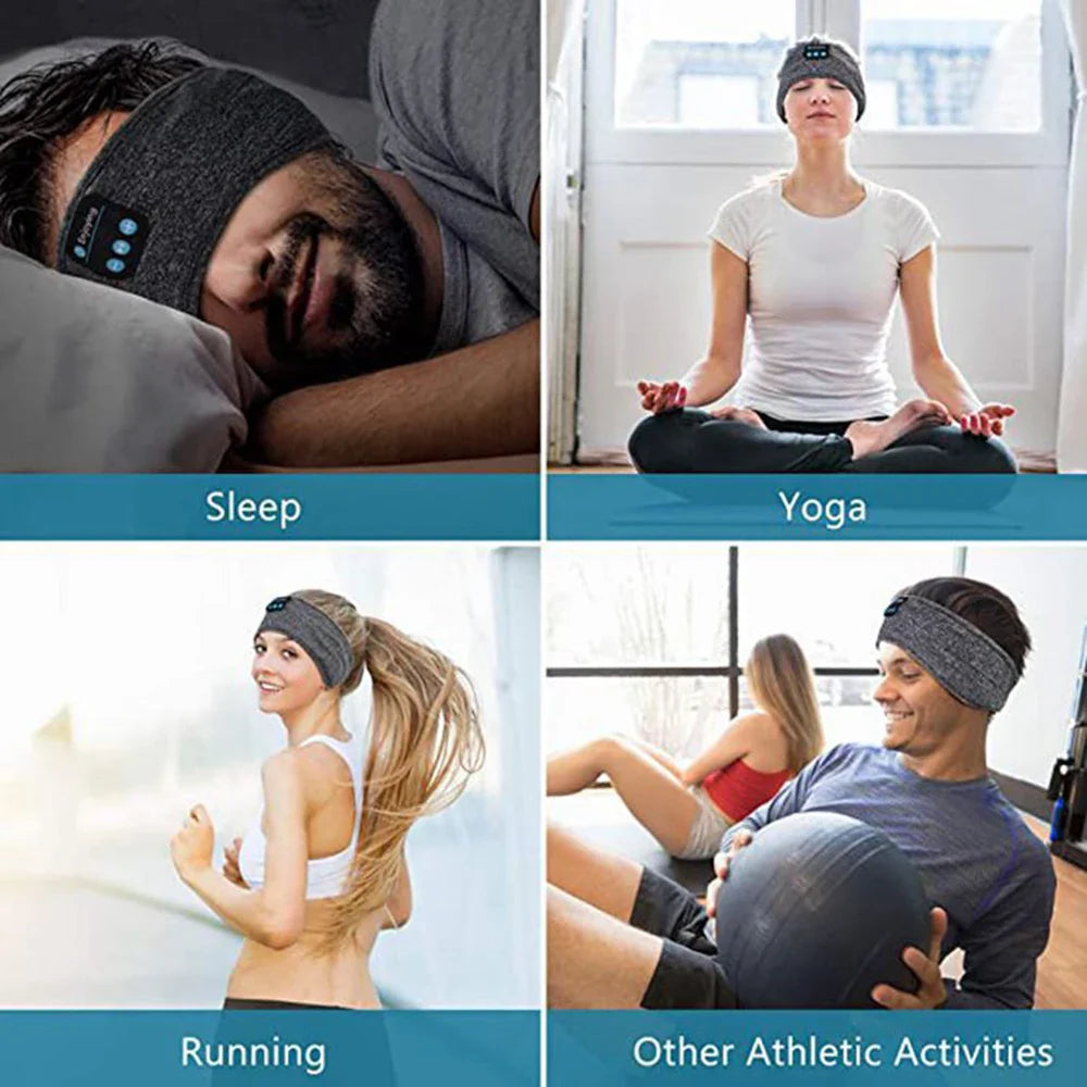 Bluetooth Wireless Sports Headband Earphones with Music Functionality and Eye Mask Design