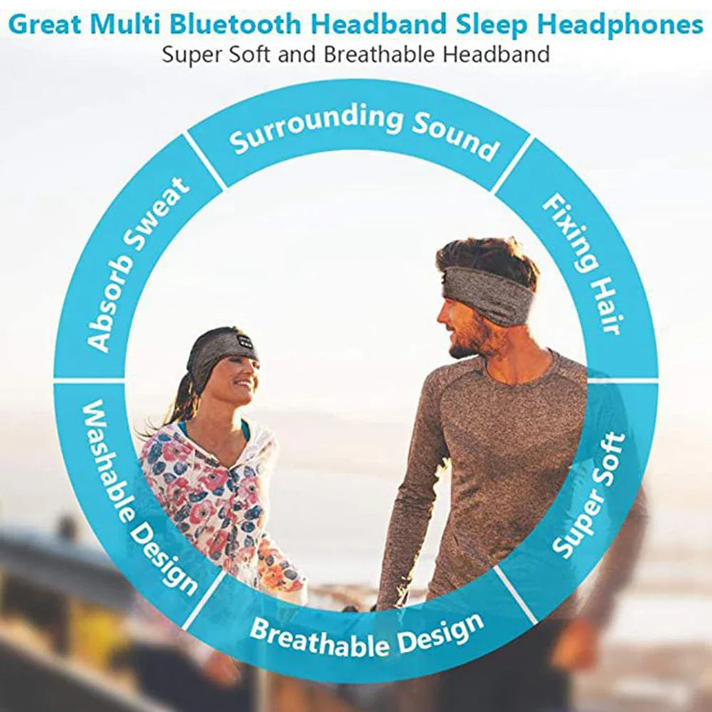 Bluetooth Wireless Sports Headband Earphones with Music Functionality and Eye Mask Design