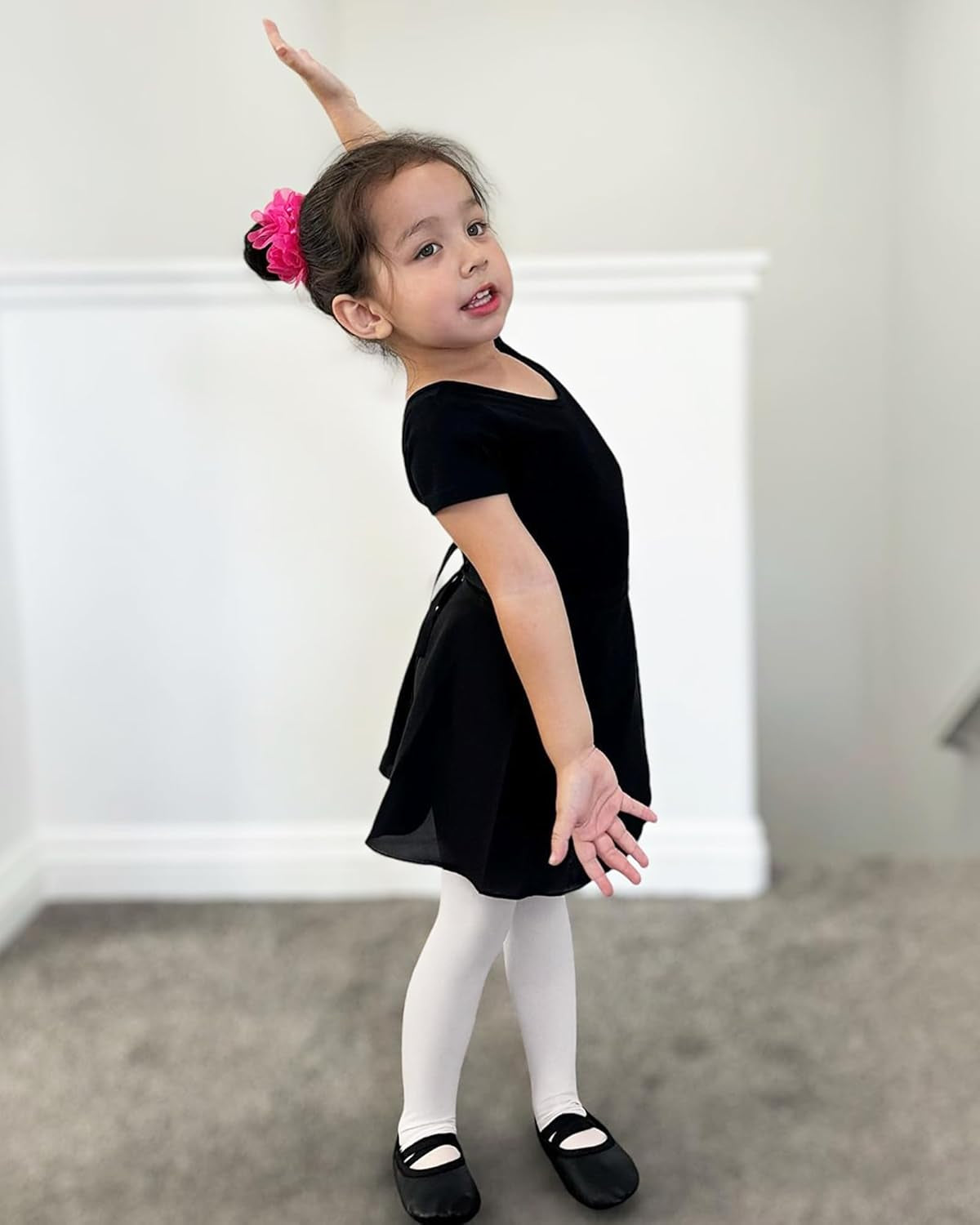 Ballet Leotards for Girls Black Dance Leotard Gymnastics Ballet Outfits with Bow Back (Toddler/Little/Big Kids)